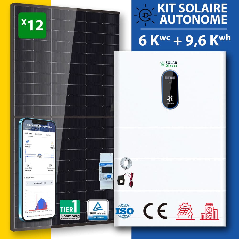 Kit Solaire SWATTEN 12,8 kWh – Onduleur 6 kW + 4 Batteries LiFePO4