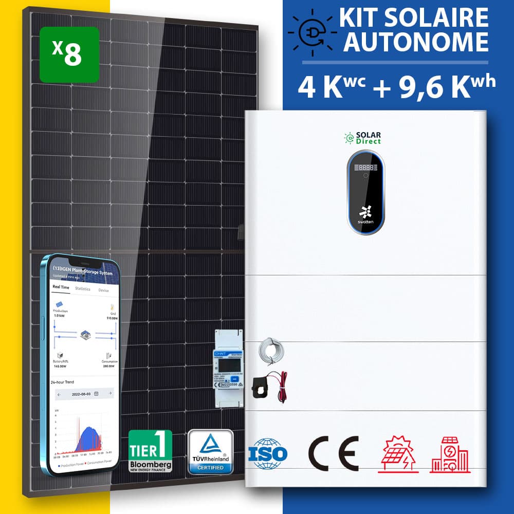 Kit Solaire SWATTEN 9,6 kWh – Onduleur 4 kW + 3 Batteries LiFePO4