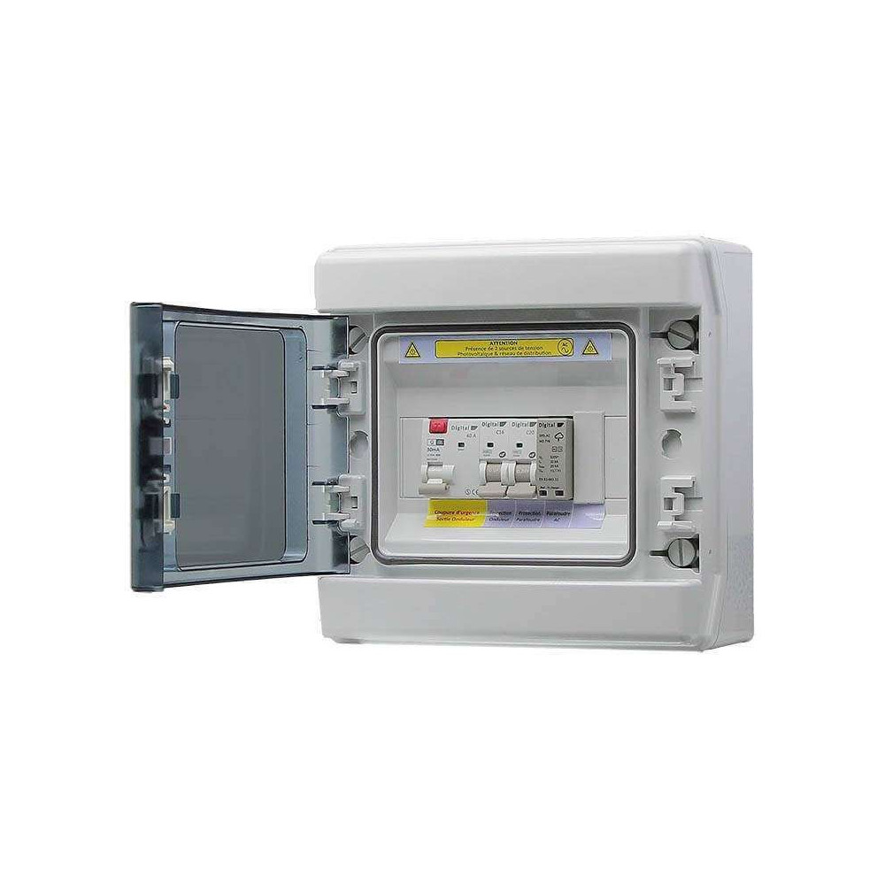 Eutelec – Coffret de protection AC 6kW 32A avec parafoudre T2 – monophasé